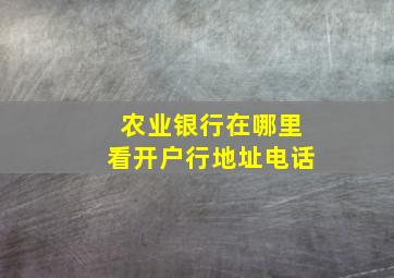 农业银行在哪里看开户行地址电话