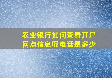 农业银行如何查看开户网点信息呢电话是多少