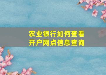 农业银行如何查看开户网点信息查询