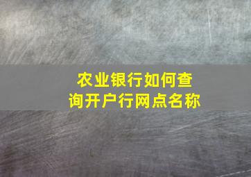 农业银行如何查询开户行网点名称