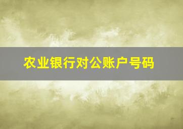 农业银行对公账户号码