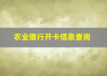 农业银行开卡信息查询