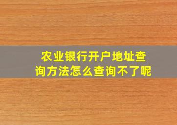 农业银行开户地址查询方法怎么查询不了呢