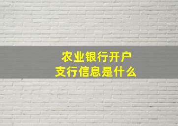 农业银行开户支行信息是什么