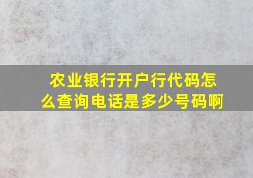 农业银行开户行代码怎么查询电话是多少号码啊