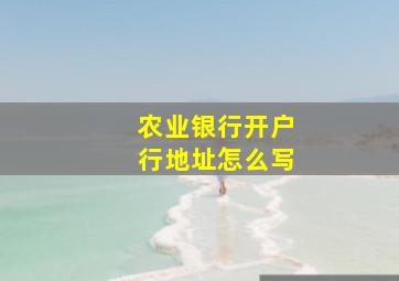 农业银行开户行地址怎么写