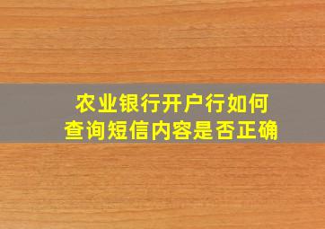 农业银行开户行如何查询短信内容是否正确