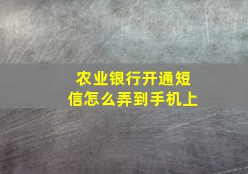 农业银行开通短信怎么弄到手机上