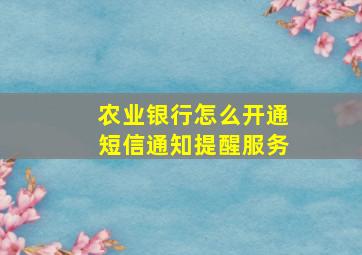 农业银行怎么开通短信通知提醒服务