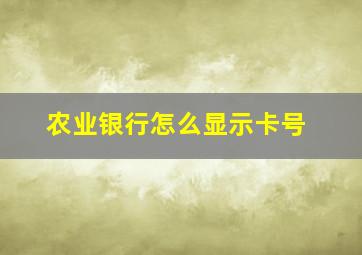 农业银行怎么显示卡号