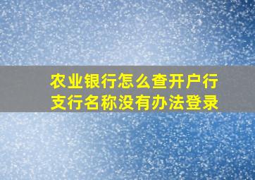 农业银行怎么查开户行支行名称没有办法登录