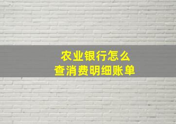 农业银行怎么查消费明细账单