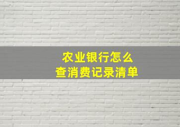 农业银行怎么查消费记录清单