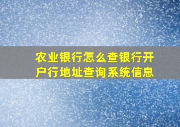 农业银行怎么查银行开户行地址查询系统信息