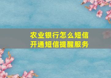 农业银行怎么短信开通短信提醒服务