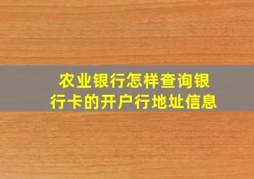 农业银行怎样查询银行卡的开户行地址信息