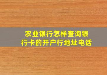 农业银行怎样查询银行卡的开户行地址电话