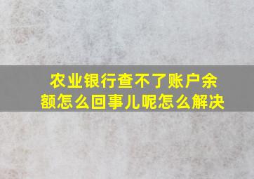 农业银行查不了账户余额怎么回事儿呢怎么解决