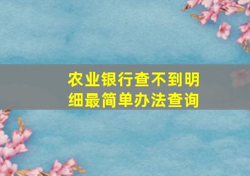 农业银行查不到明细最简单办法查询