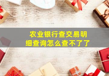 农业银行查交易明细查询怎么查不了了