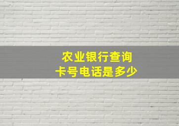 农业银行查询卡号电话是多少