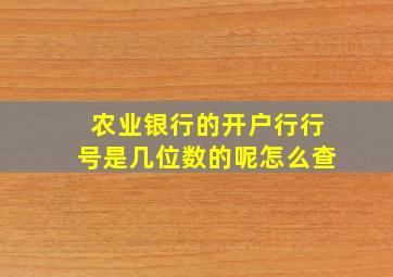 农业银行的开户行行号是几位数的呢怎么查