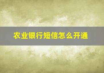 农业银行短信怎么开通