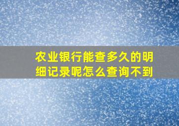 农业银行能查多久的明细记录呢怎么查询不到