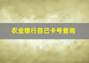 农业银行自己卡号查询