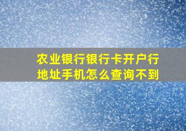 农业银行银行卡开户行地址手机怎么查询不到