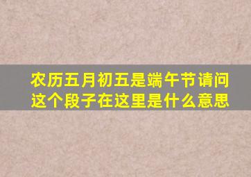 农历五月初五是端午节请问这个段子在这里是什么意思