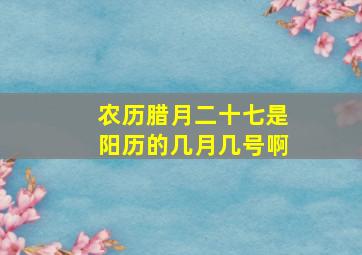 农历腊月二十七是阳历的几月几号啊