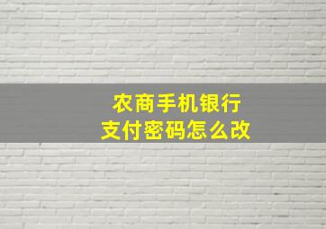 农商手机银行支付密码怎么改