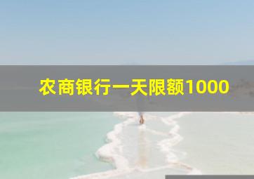 农商银行一天限额1000