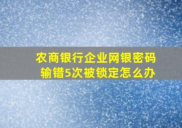 农商银行企业网银密码输错5次被锁定怎么办