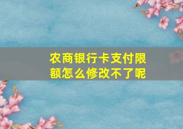 农商银行卡支付限额怎么修改不了呢