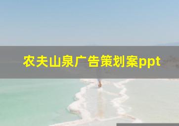 农夫山泉广告策划案ppt