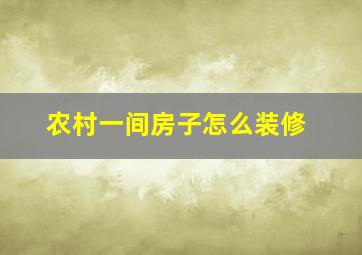 农村一间房子怎么装修