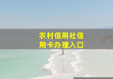 农村信用社信用卡办理入口