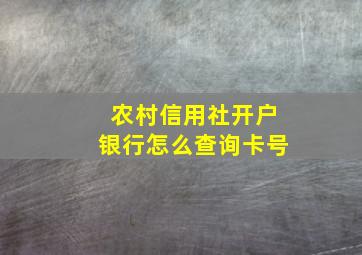 农村信用社开户银行怎么查询卡号