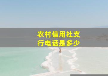 农村信用社支行电话是多少