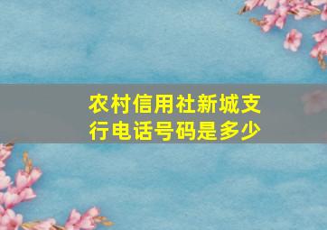 农村信用社新城支行电话号码是多少