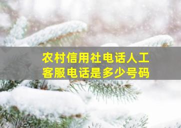 农村信用社电话人工客服电话是多少号码