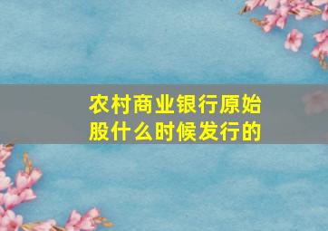 农村商业银行原始股什么时候发行的