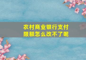 农村商业银行支付限额怎么改不了呢