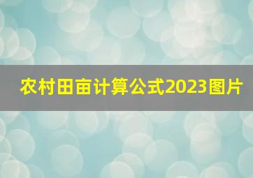 农村田亩计算公式2023图片