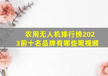 农用无人机排行榜2023前十名品牌有哪些呢视频