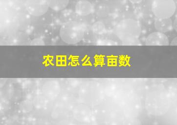 农田怎么算亩数