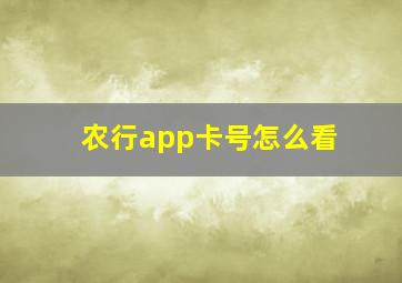 农行app卡号怎么看