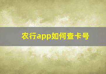 农行app如何查卡号